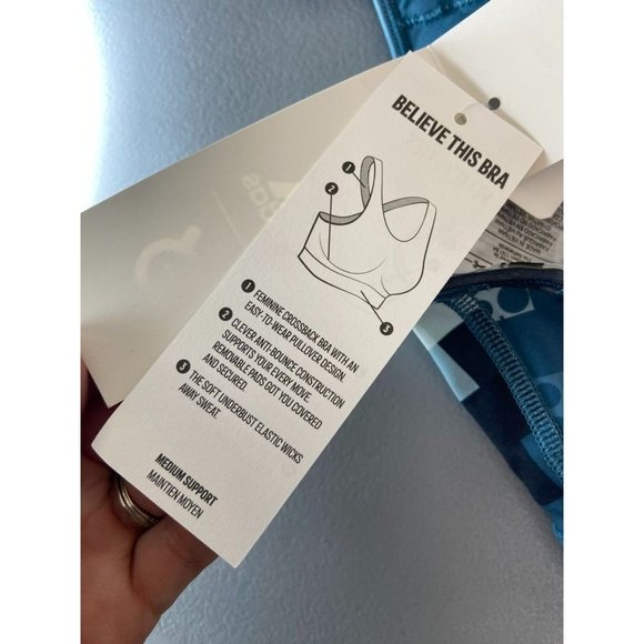 Adidas Peloton women's small blue teal‎ racer back sports bra medium support NWT - Picture 8 of 8